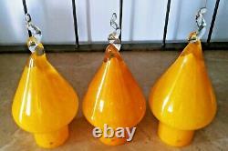 Vintage MID Century Murano Glass Hanging Ceiling Lamp Shade Italy Set Of (3)