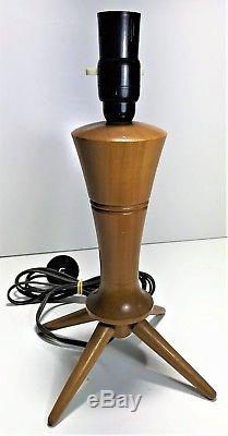Vintage MID Century Parker Fler Eames Era Wooden Rocket Lamp & Shade 55cm