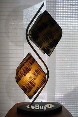 Vintage Majestic S Lamp with Double Diamond Shape Fiberglass Shades