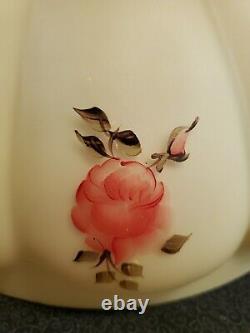 Vintage Melon Milk Custard Glass Lamp Shade Painted Roses 14 Fitter Satin