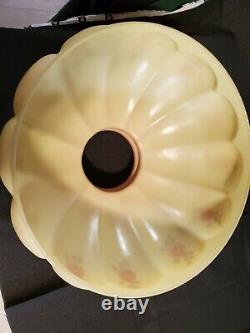 Vintage Melon Milk Custard Glass Lamp Shade Painted Roses 14 Fitter Satin