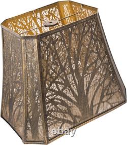 Vintage Metal Etching Forests Lamp Shade Copper & Gold, 9x16x12.25