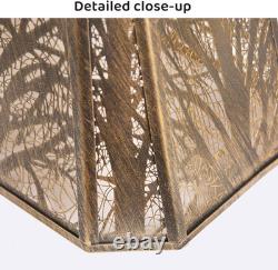Vintage Metal Etching Forests Lamp Shade Copper & Gold, 9x16x12.25