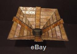 Vintage Meyda Tiffany Arts Crafts Mission Style Stained Slag Glass Lamp Shade