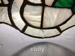 Vintage Meyda Tiffany Style Stained Glass pendant light shade 22 X 16 inch