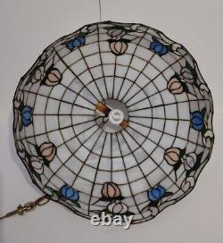 Vintage Meyda Tiffany Style Stained Glass pendant light shade 22 X 16 inch