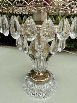 Vintage Michelotti Boudoir Crystal Lamp Teardrop Prisms 13.5
