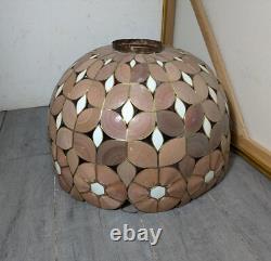 Vintage Mid Century Boho Chic Natural Shell Pink Floral Lamp Shade C