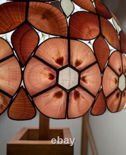 Vintage Mid Century Boho Chic Natural Shell Pink Floral Lamp Shade C