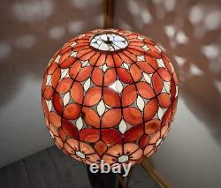 Vintage Mid Century Boho Chic Natural Shell Pink Floral Lamp Shade C