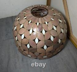 Vintage Mid Century Boho Chic Natural Shell Pink Floral Lamp Shade C