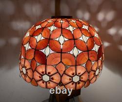 Vintage Mid Century Boho Chic Natural Shell Pink Floral Lamp Shade C