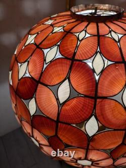 Vintage Mid Century Boho Chic Natural Shell Pink Floral Lamp Shade C