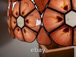 Vintage Mid Century Boho Chic Natural Shell Pink Floral Lamp Shade C
