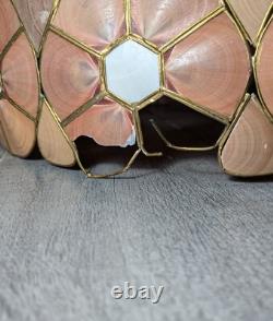 Vintage Mid Century Boho Chic Natural Shell Pink Floral Lamp Shade C