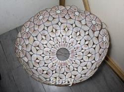 Vintage Mid Century Boho Chic Natural Shell Pink Floral Lamp Shade C
