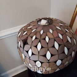 Vintage Mid Century Boho Chic Natural Shell Pink Floral Lamp Shade Large