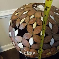 Vintage Mid Century Boho Chic Natural Shell Pink Floral Lamp Shade Large