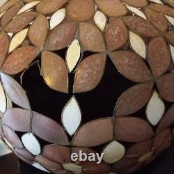 Vintage Mid Century Boho Chic Natural Shell Pink Floral Lamp Shade Large