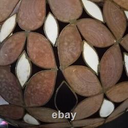 Vintage Mid Century Boho Chic Natural Shell Pink Floral Lamp Shade Large