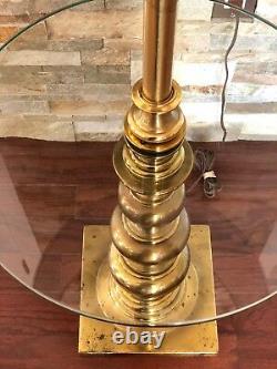Vintage Mid Century Brass Stiffel Floor Lamp With Glass Table