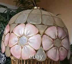 Vintage Mid-Century Capiz Shell Lamp Shade Pendant Lampshade Boho Vintage Floral