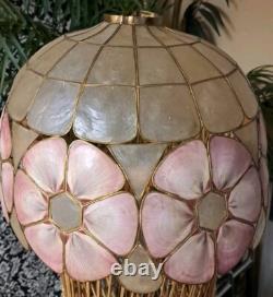 Vintage Mid-Century Capiz Shell Lamp Shade Pendant Lampshade Boho Vintage Floral