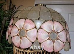 Vintage Mid-Century Capiz Shell Lamp Shade Pendant Lampshade Boho Vintage Floral