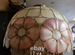 Vintage Mid-Century Capiz Shell Lamp Shade Pendant Lampshade Boho Vintage Floral