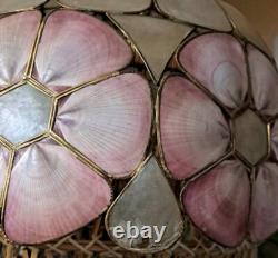 Vintage Mid-Century Capiz Shell Lamp Shade Pendant Lampshade Boho Vintage Floral