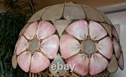 Vintage Mid-Century Capiz Shell Lamp Shade Pendant Lampshade Boho Vintage Floral