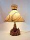 Vintage Mid Century Ceramic Volcano Lamp With Planter Fiberglass Shade Tiki Retro
