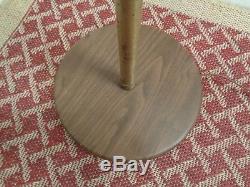 Vintage Mid Century Danish Modern Floor Lamp Walnut & Brass Cone Shades 60's 70s
