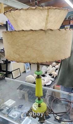 Vintage Mid Century Fiberglass Two Tier Drum Lamp Shade 14x8 Decor Atomic Retro