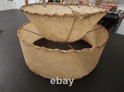 Vintage Mid Century Fiberglass Two Tier Drum Lamp Shade 14x8 Decor Atomic Retro