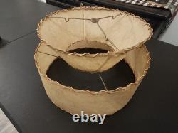 Vintage Mid Century Fiberglass Two Tier Drum Lamp Shade 14x8 Decor Atomic Retro