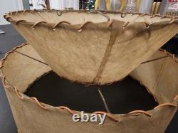 Vintage Mid Century Fiberglass Two Tier Drum Lamp Shade 14x8 Decor Atomic Retro