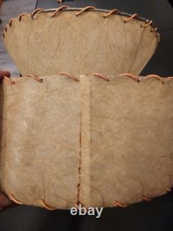 Vintage Mid Century Fiberglass Two Tier Drum Lamp Shade 14x8 Decor Atomic Retro