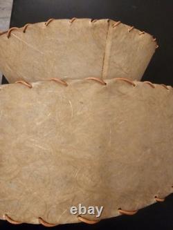 Vintage Mid Century Fiberglass Two Tier Drum Lamp Shade 14x8 Decor Atomic Retro