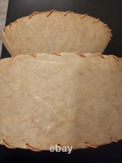 Vintage Mid Century Fiberglass Two Tier Drum Lamp Shade 14x8 Decor Atomic Retro