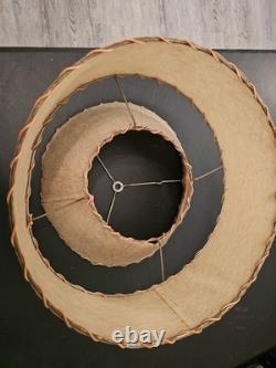 Vintage Mid Century Fiberglass Two Tier Drum Lamp Shade 14x8 Decor Atomic Retro