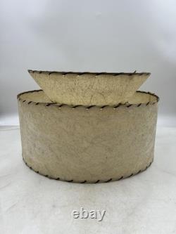 Vintage Mid Century Fiberglass Two Tier Drum Lamp Shade 16x9 Atomic Retro Decor