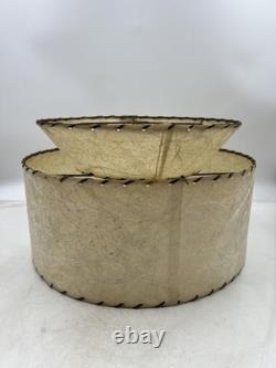 Vintage Mid Century Fiberglass Two Tier Drum Lamp Shade 16x9 Atomic Retro Decor