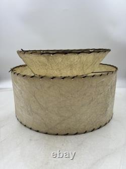 Vintage Mid Century Fiberglass Two Tier Drum Lamp Shade 16x9 Atomic Retro Decor
