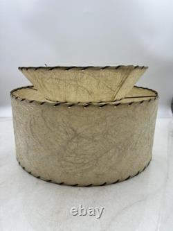 Vintage Mid Century Fiberglass Two Tier Drum Lamp Shade 16x9 Atomic Retro Decor