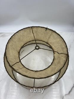 Vintage Mid Century Fiberglass Two Tier Drum Lamp Shade 16x9 Atomic Retro Decor