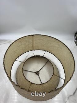 Vintage Mid Century Fiberglass Two Tier Drum Lamp Shade 16x9 Atomic Retro Decor