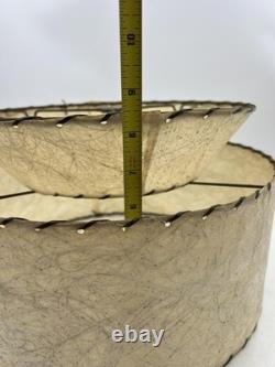 Vintage Mid Century Fiberglass Two Tier Drum Lamp Shade 16x9 Atomic Retro Decor