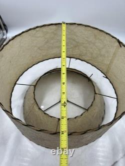 Vintage Mid Century Fiberglass Two Tier Drum Lamp Shade 16x9 Atomic Retro Decor