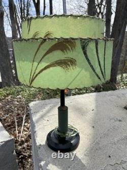 Vintage Mid Century Fiberglass Two Tier Drum Lamp Shade 25x17 Decor Retro